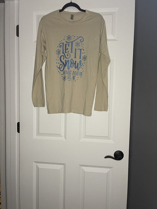 Platinum Long Sleeve Shirt Taupe W Blue Let Is Snow Somewhere Else Small