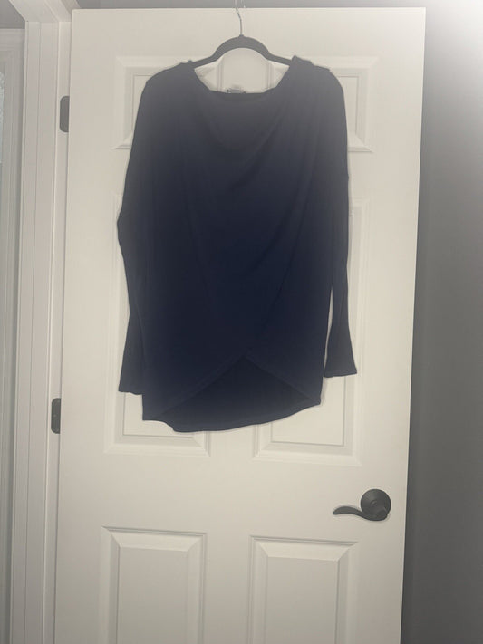 Athleta Small Hooded Sweater Overlaps In Front Navy Super Soft