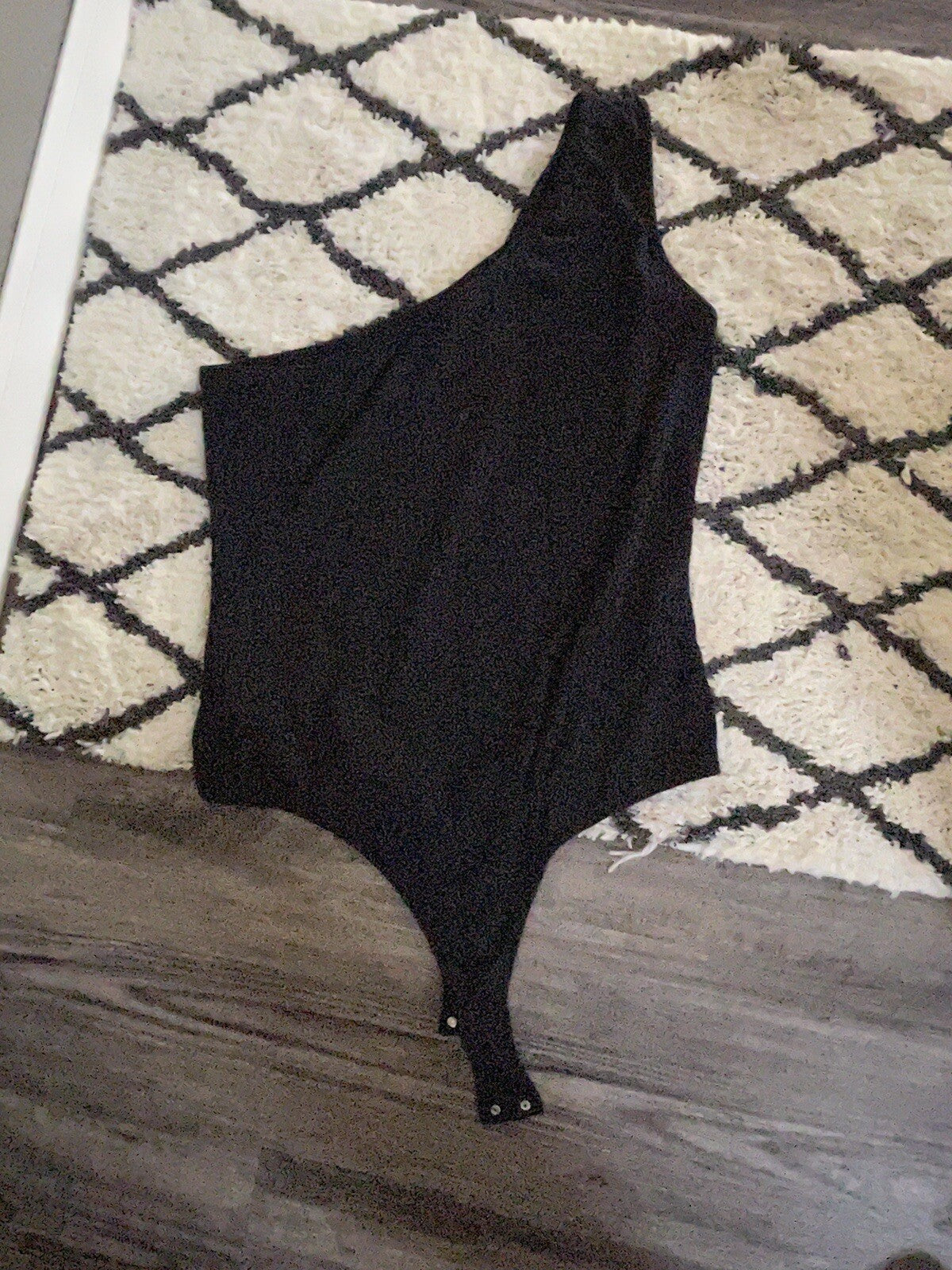 White birch one shoulder bodysuit xl black ribbed NWT 