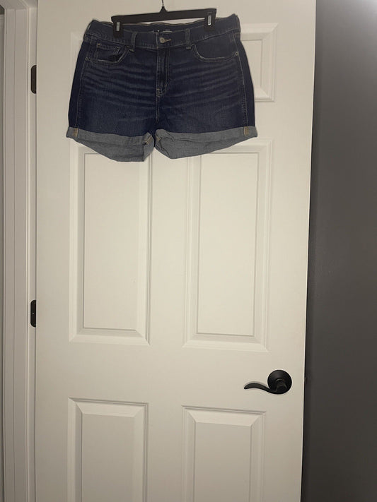 Old Navy Mid Rise Boyfriend Shorts Size 12 W Cuffs Blue