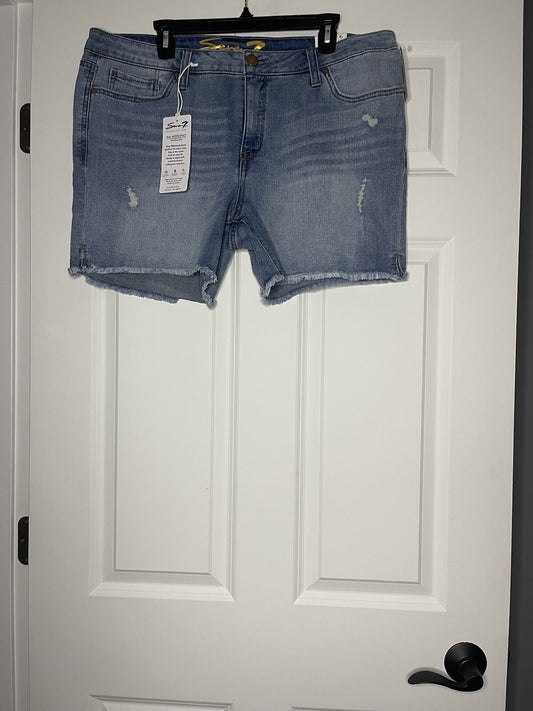 Seven 7 the weekend mid rise shorts 16 blue NWT