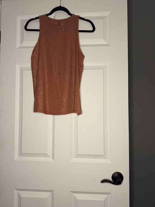 All In Motion Sleeveless Top Mauve W Gold Print 
