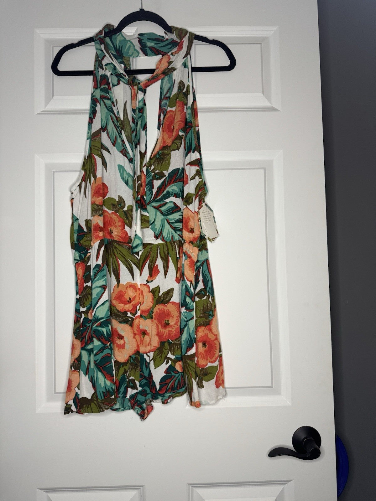 O’Neill Swimsuit Coverup Romper Large White W Multicolor Floral Nwt 