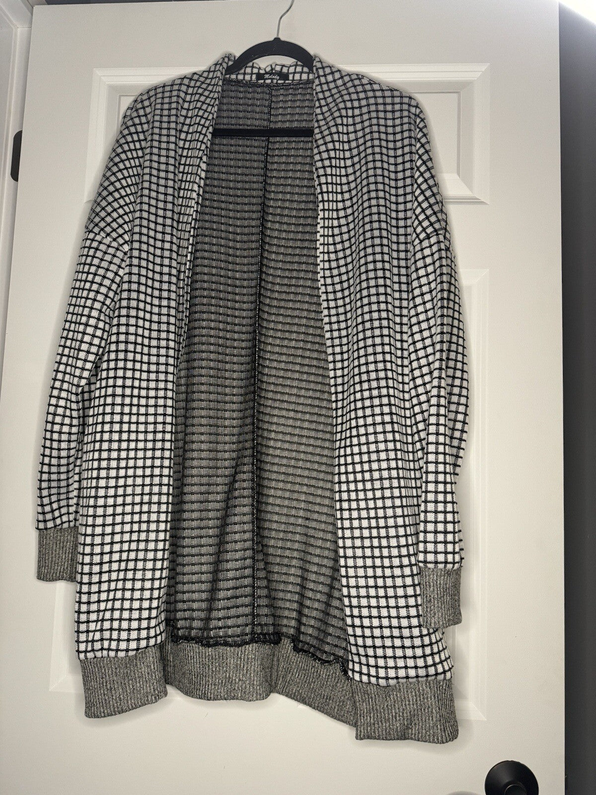 Melody Cardigan Xl White W Black Gray Trim 