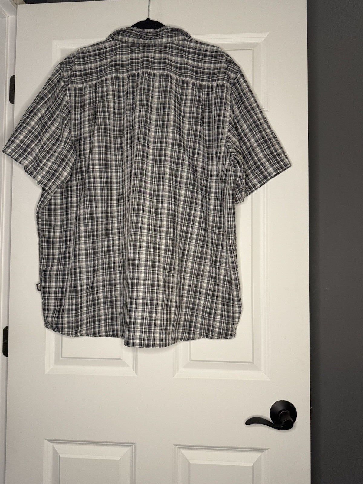 North Face Men’s Short Sleeve Button Up Xxl Gray Blue White Stripe