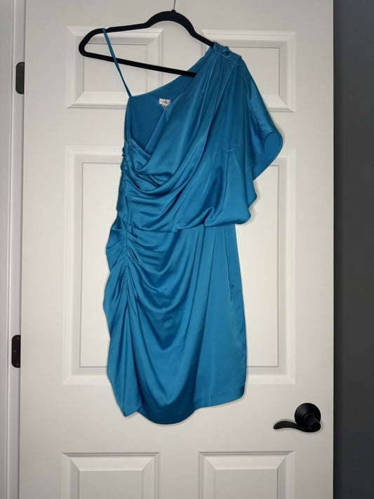 Cache One Shoulder Dress Size 12 Real Pretty Blue Nwt Msrp 159