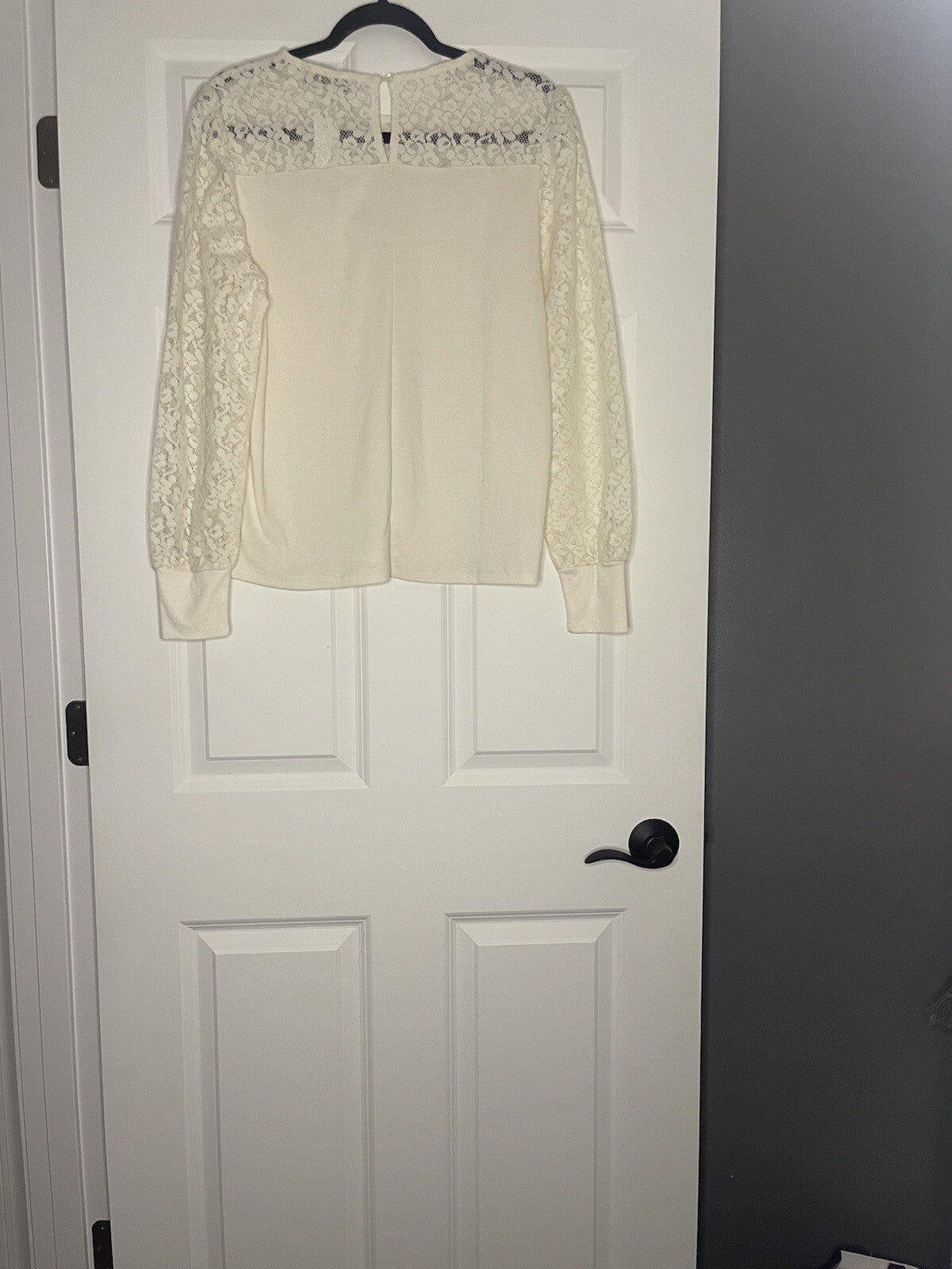 Loft Long Sleeve Blouse Lace Top And Sleeves Cream Nwt 