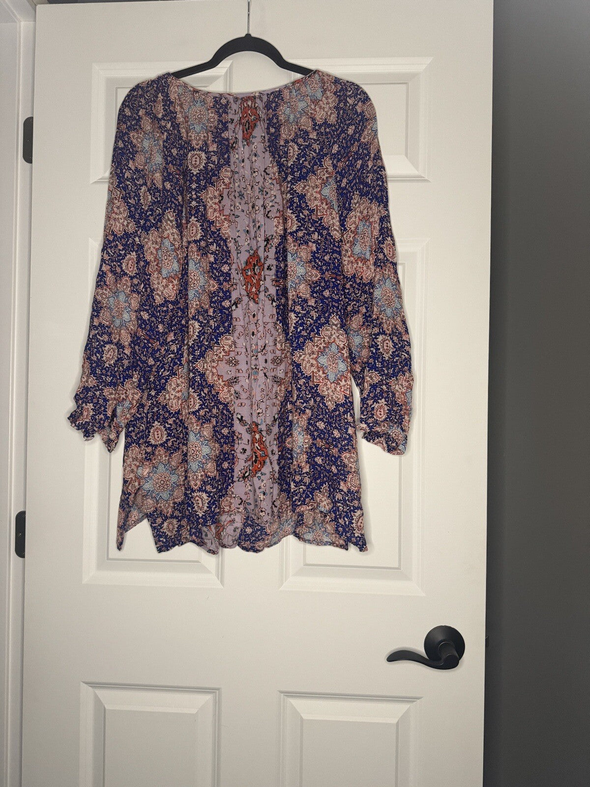 Lucky Brand Button Up 3/4 Sleeve Blouse 3x Purple Pink Blue Beige Red Print 