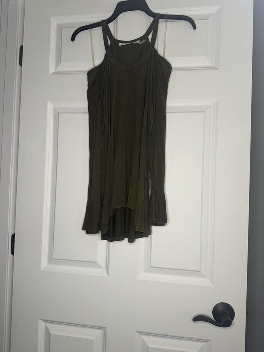 Andree By Unit Blouse With Cut Out Shoulders Small Green Acid Wash Nwt 