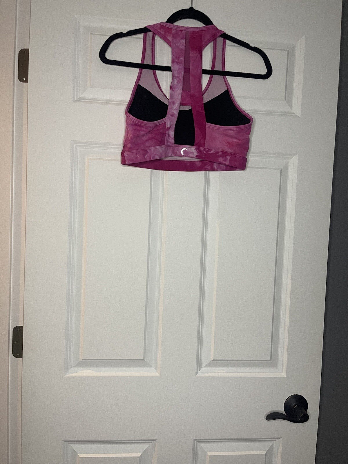 Zyia active two piece outfit crop leggings 6-8 bra large pink tie dye No Padding