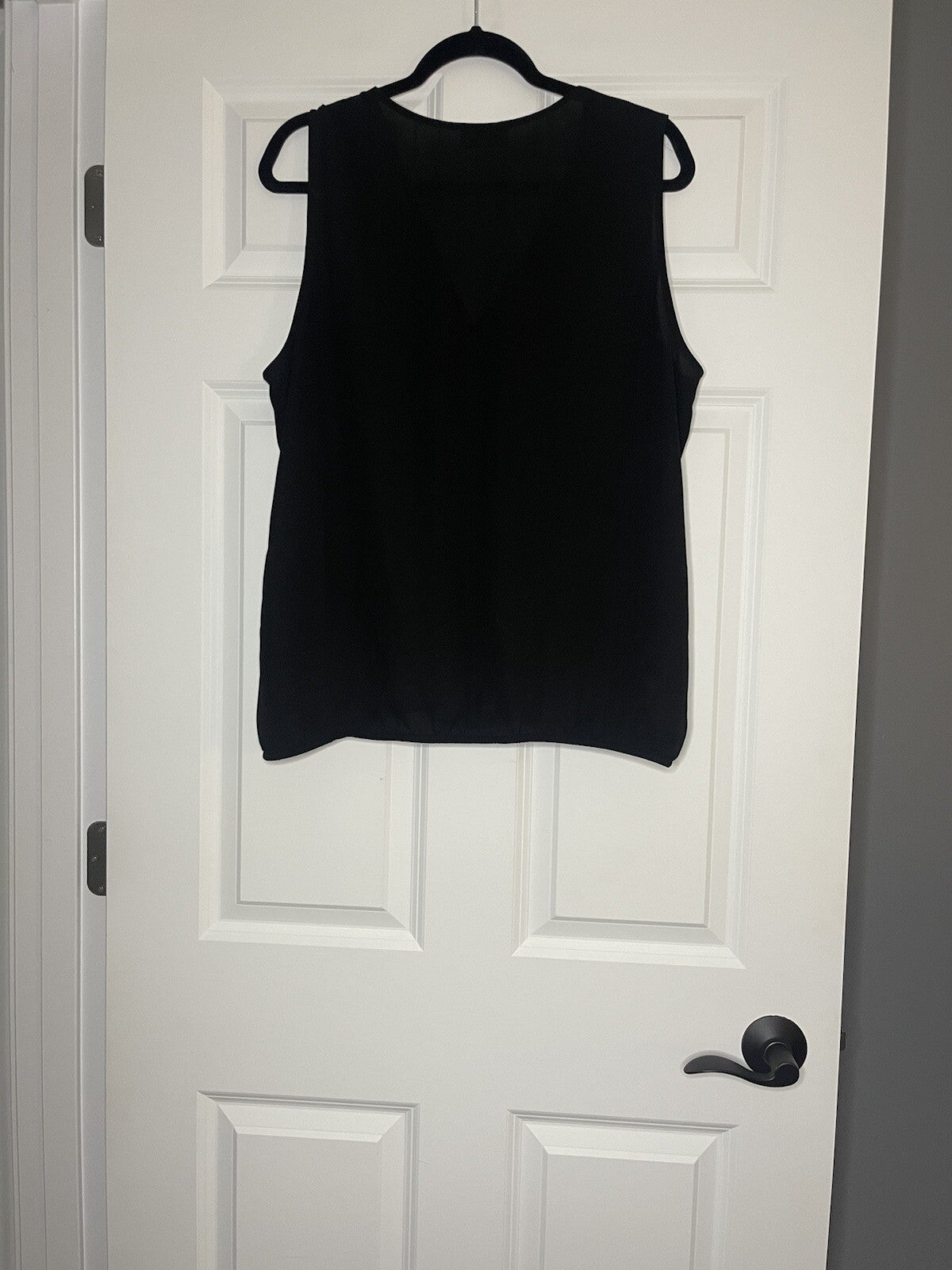 Ann Taylor Loft Sleeveless Blouse Xl Overlap In Front Black