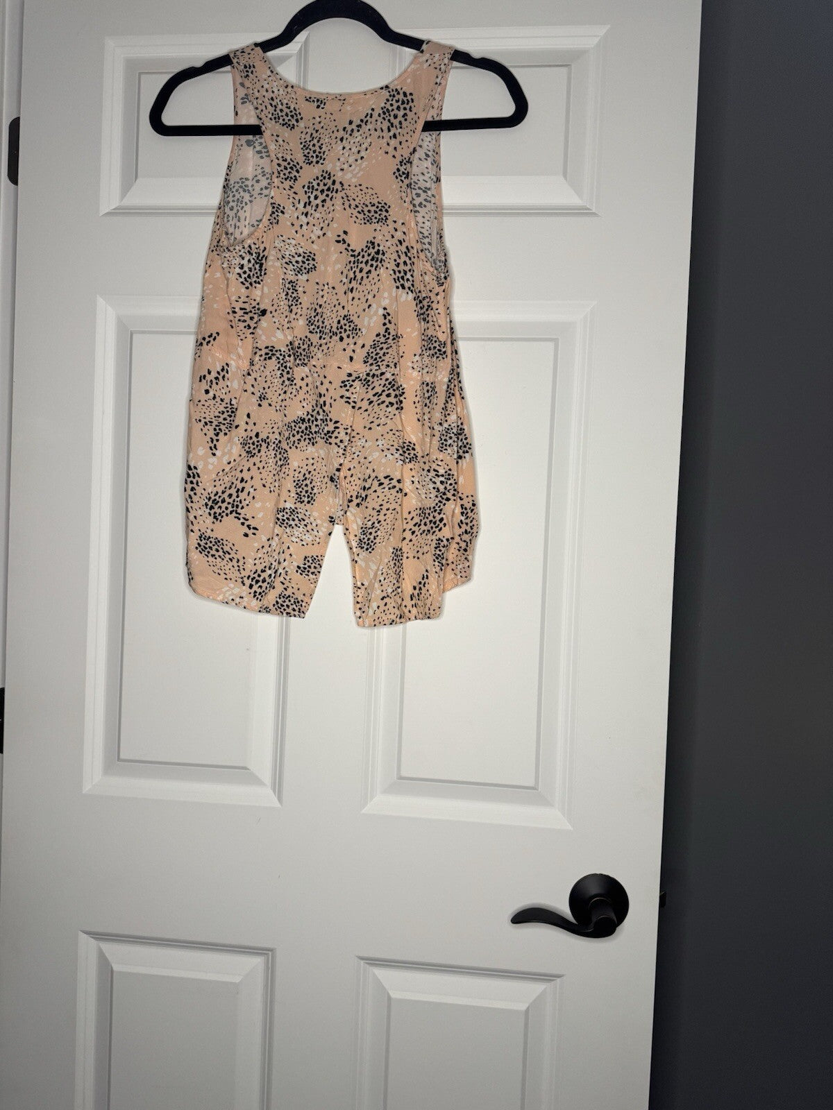 Jack Sleeveless Blouse Small Peach With Black White Print Open Back