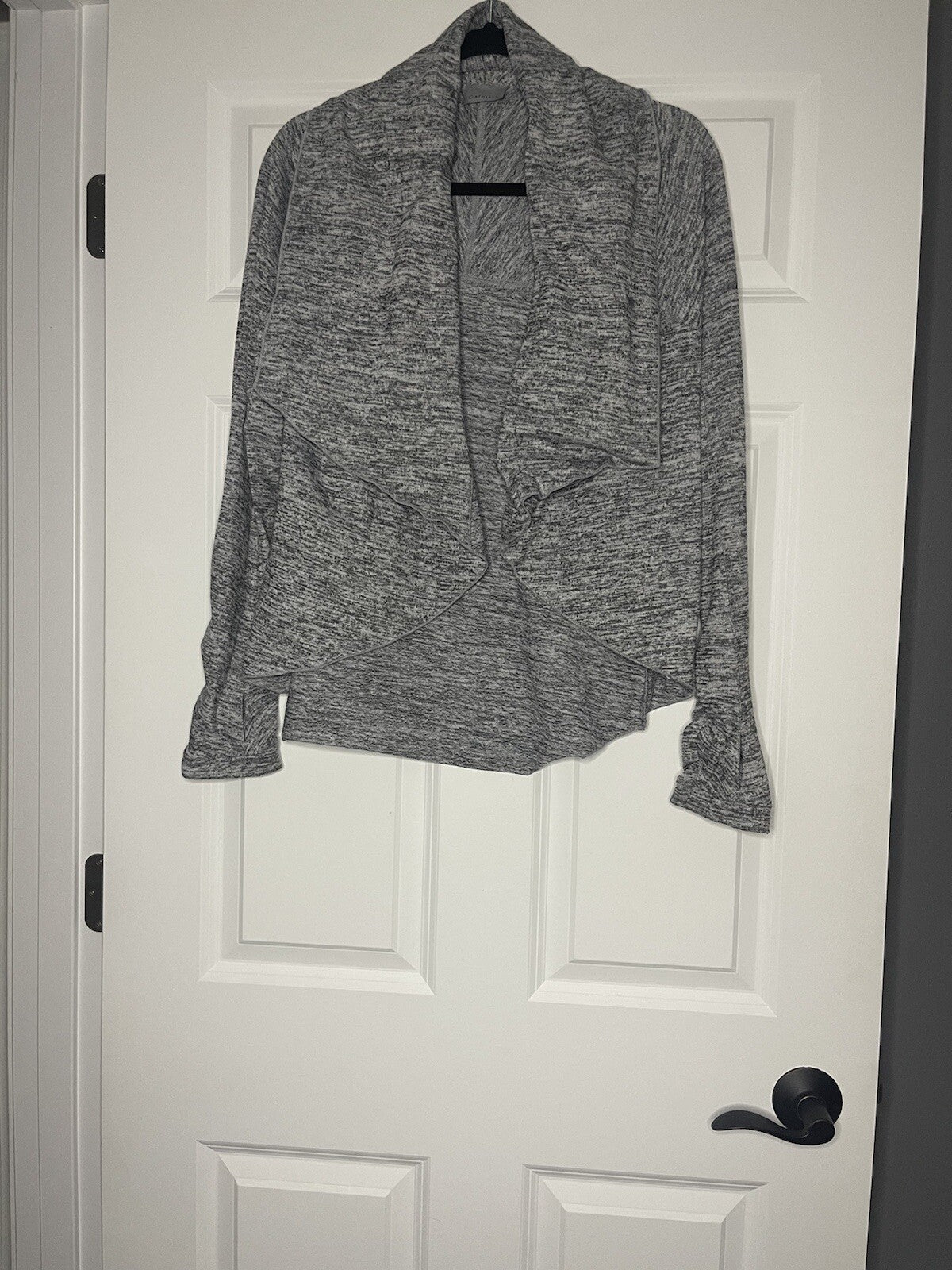 Athleta Cardigan Sweater Small Gray With Black Heathered 