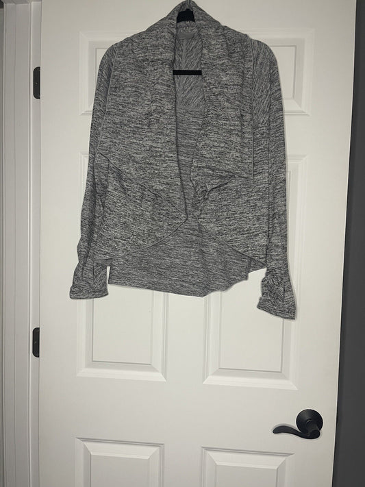 Athleta Cardigan Sweater Small Gray With Black Heathered 