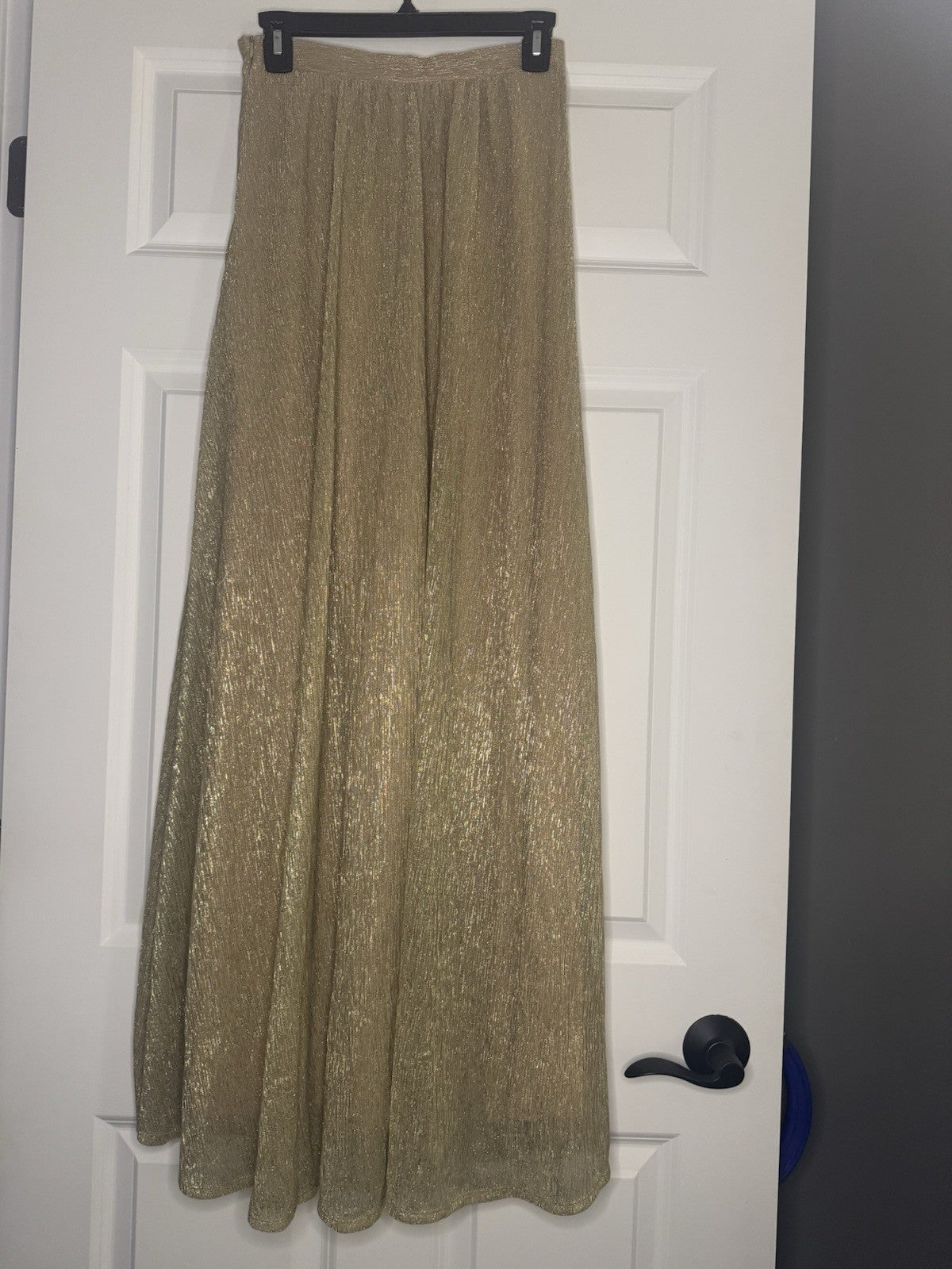 Lulus Long Skirt Small Gold Metallic Sparkle