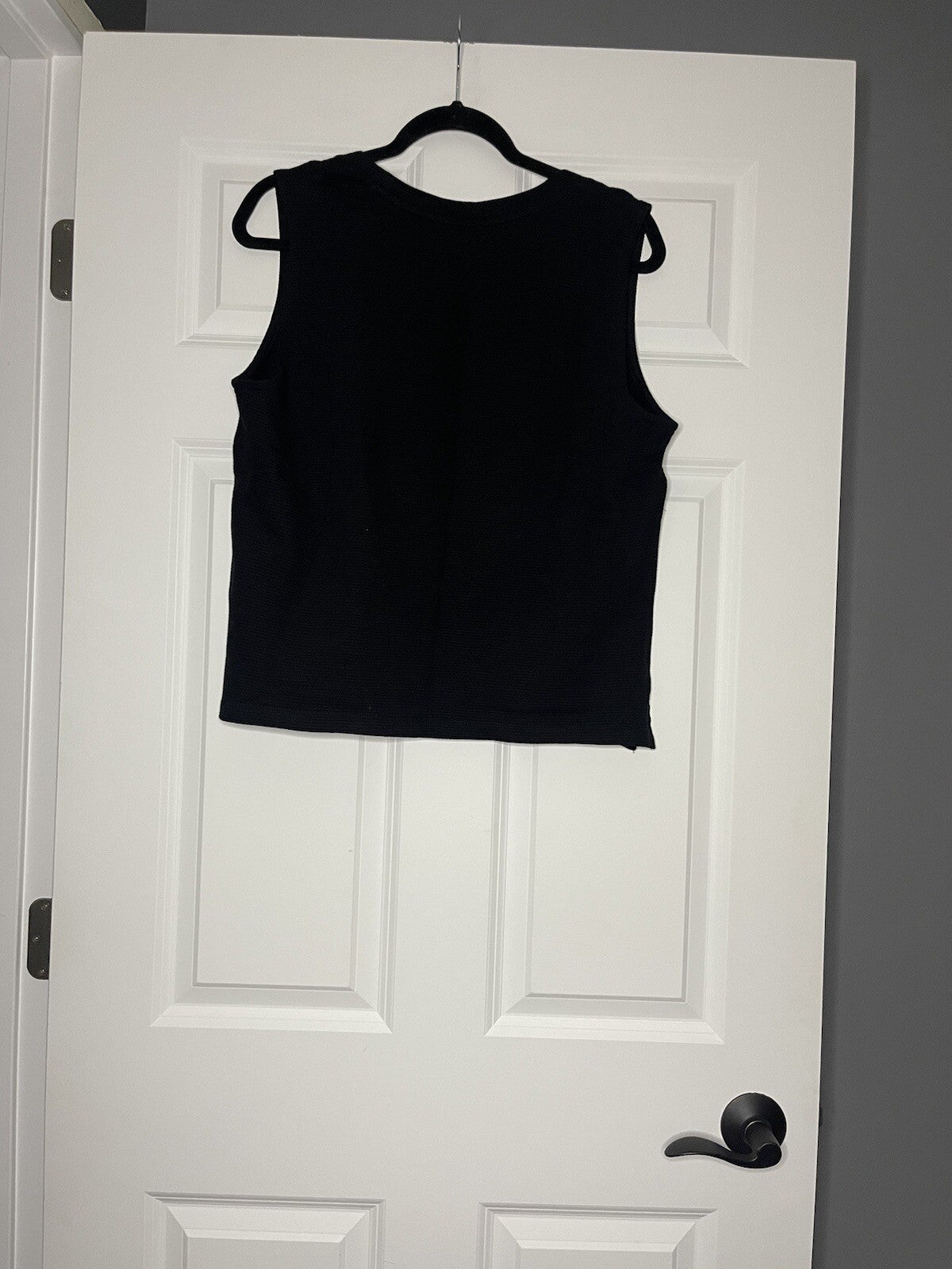 banana Republic Sleeveless Ribbed Blouse Large Black Square Neck Nwt 