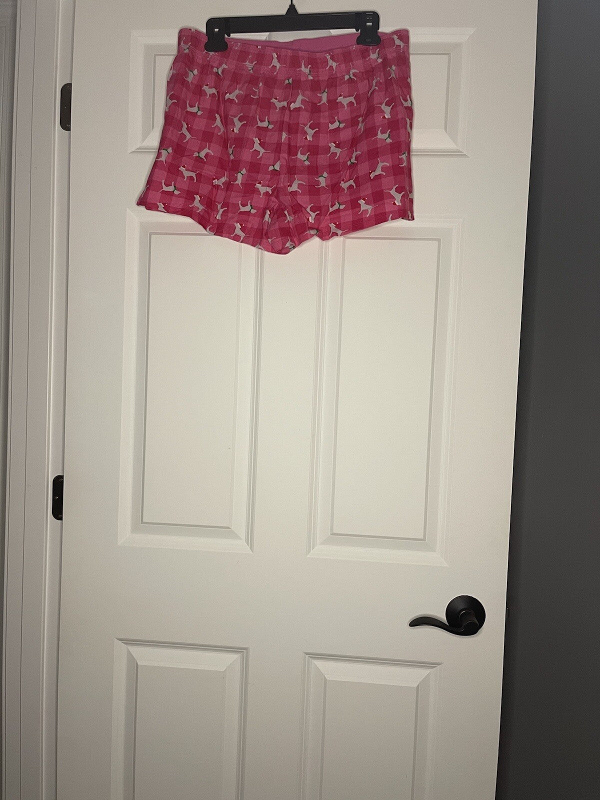 Pink By Victorias Secret Medium Pajama Shorts Pink W Dog Santa Hat Nwt 