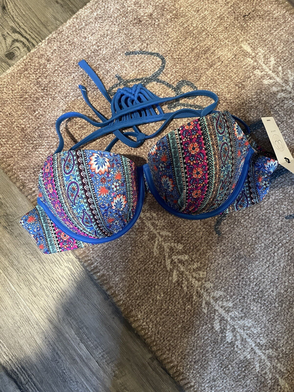 Shade and Shore light lift swimsuit top 36c blue pink green multi NWT