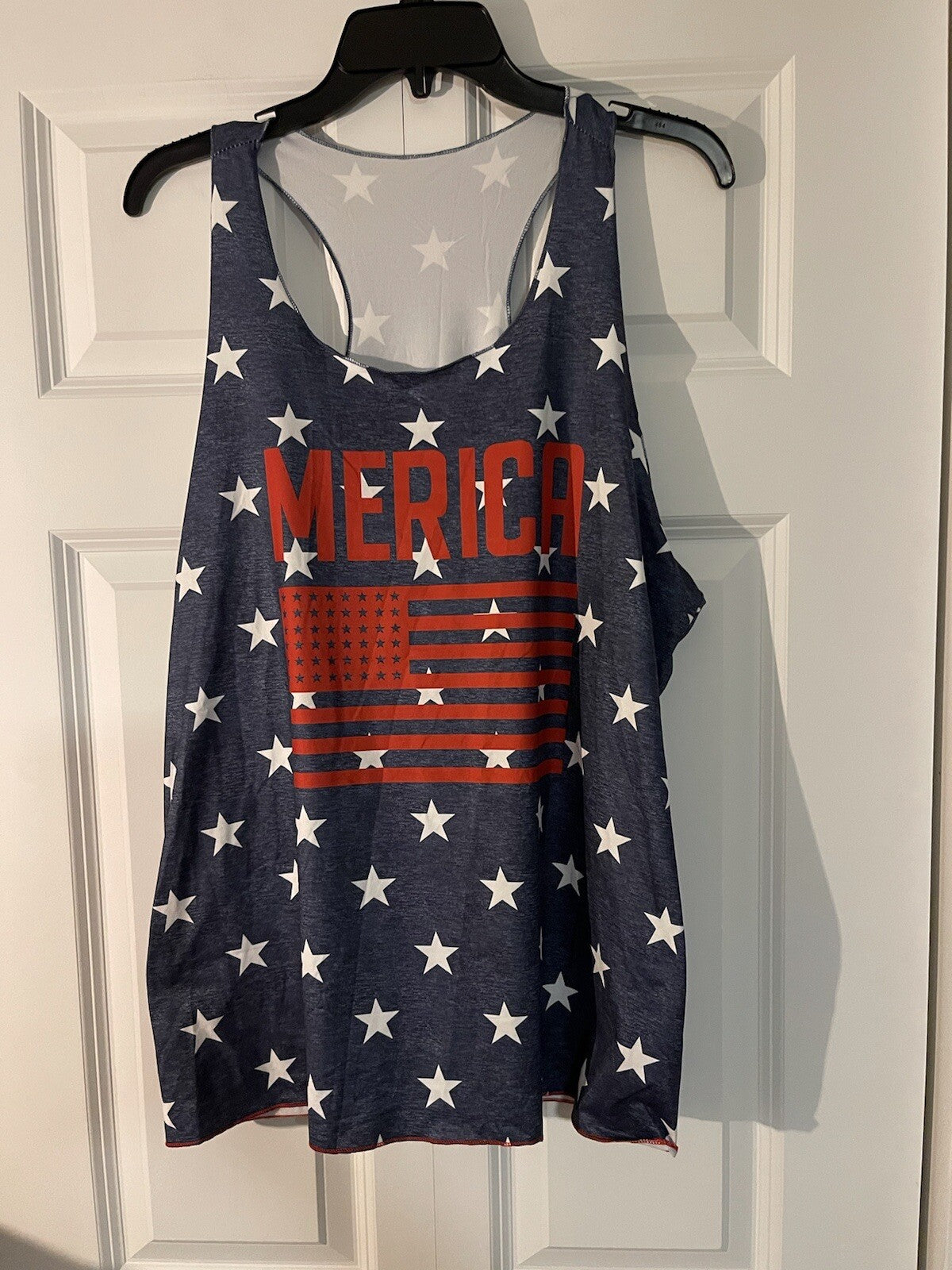 unbranded sleeveless blouse xl Merica stars and stripes nwot
