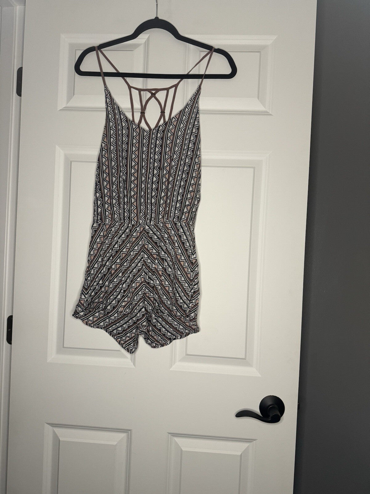 Dolce Vita Romper Small Rayon Mauve Peach Gray Print 