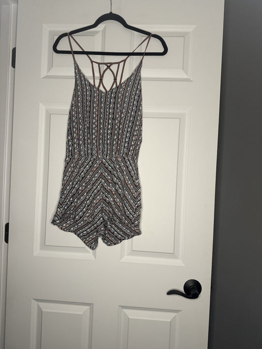 Dolce Vita Romper Small Rayon Mauve Peach Gray Print 