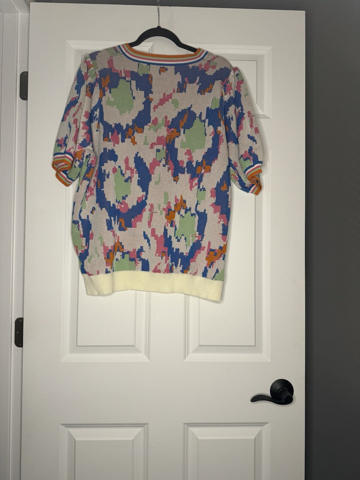 Jodifl 1x Short Sleeve Sweater Beige Blue Green Pink Orange Print