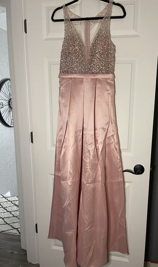 White By Soieblu Sleeveless Dress Sheer W Multi Bead Pink Body Medium Nwt 