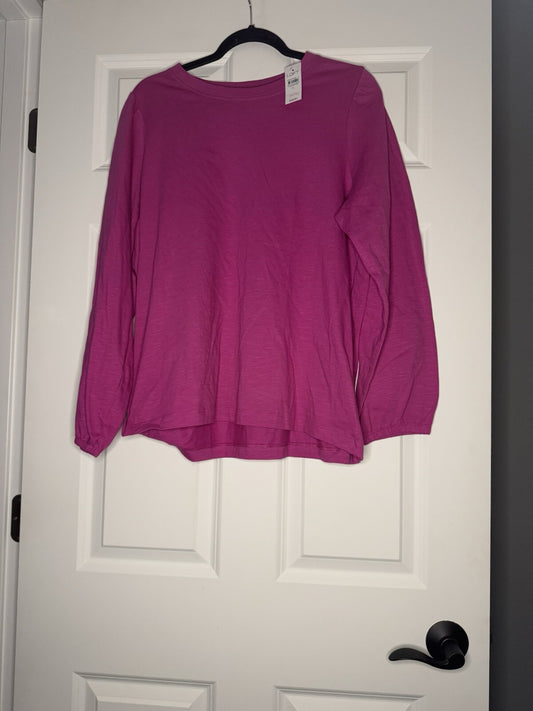 Loft Long Sleeve Blouse Xl Elastic Sleeve Cuffs Pink New With Tags