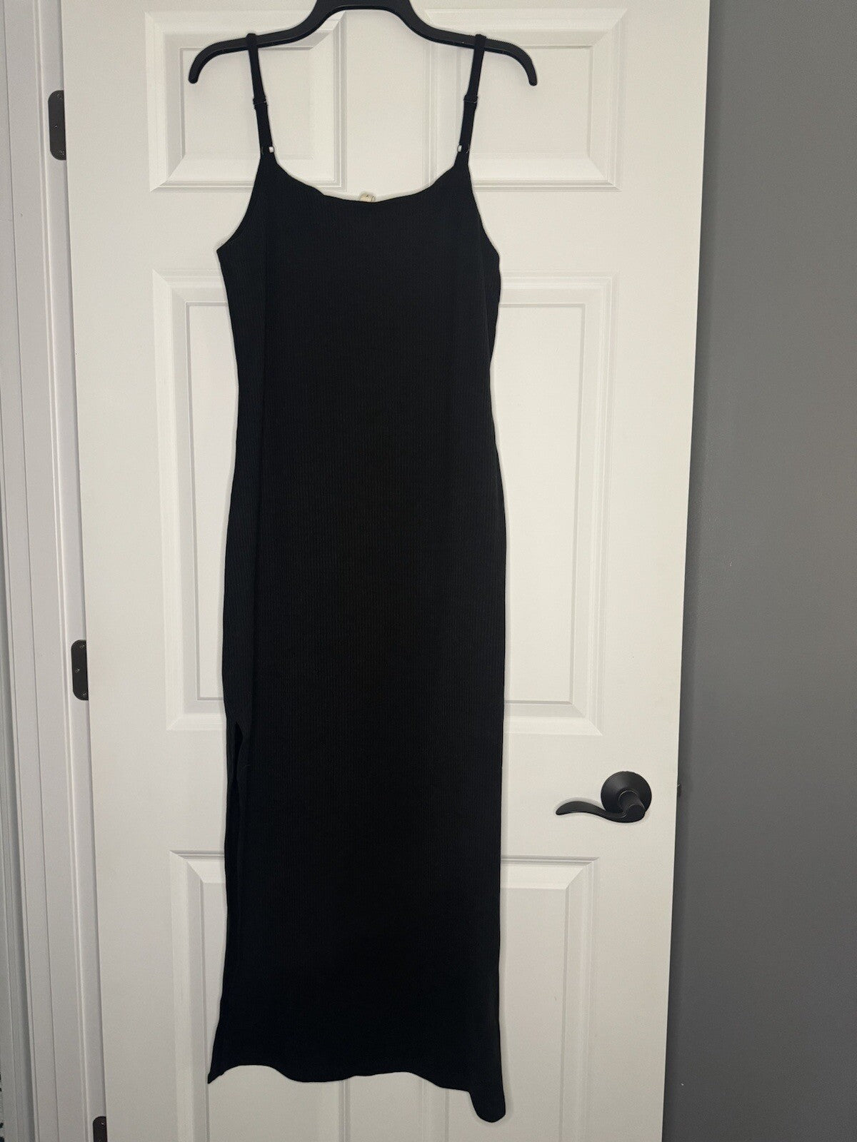 Tyche Sleeveless Ribbed Dress Xl Black Slit In Side 
