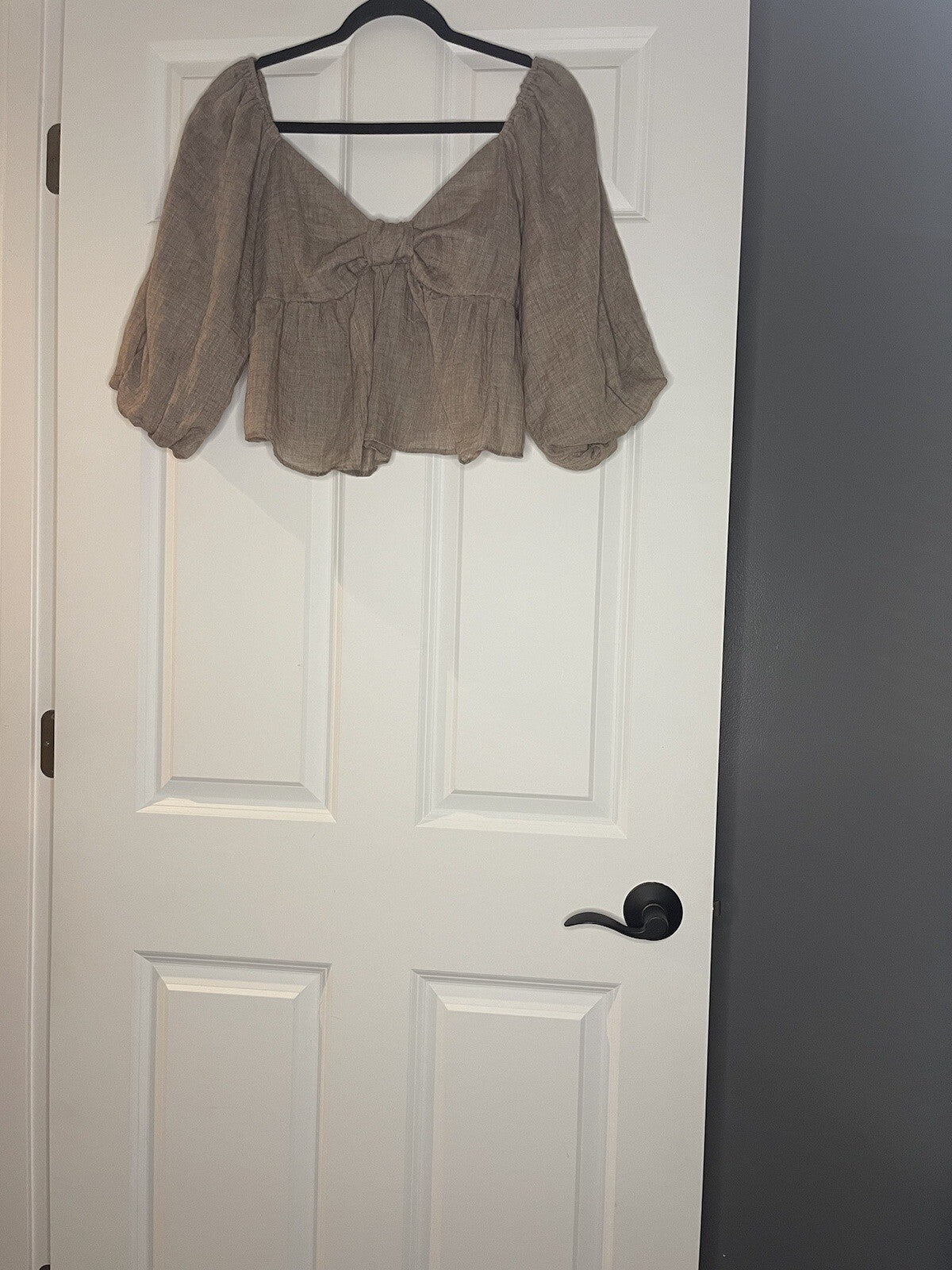 Hyfve Long Sleeve Crop Blouse Brown Medium 