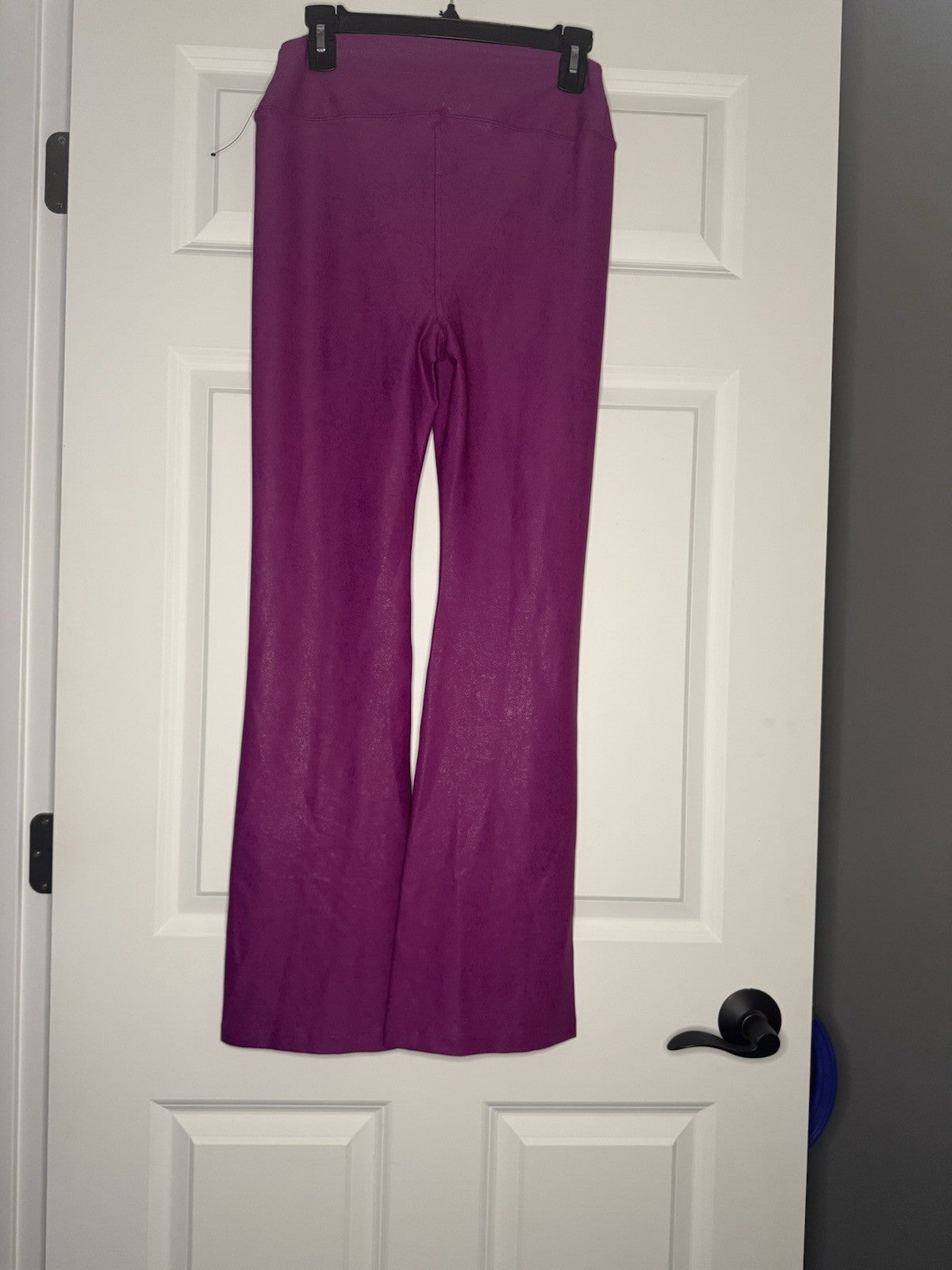 Mono B Fuscia Metallic Leggings With Slit In Front Large