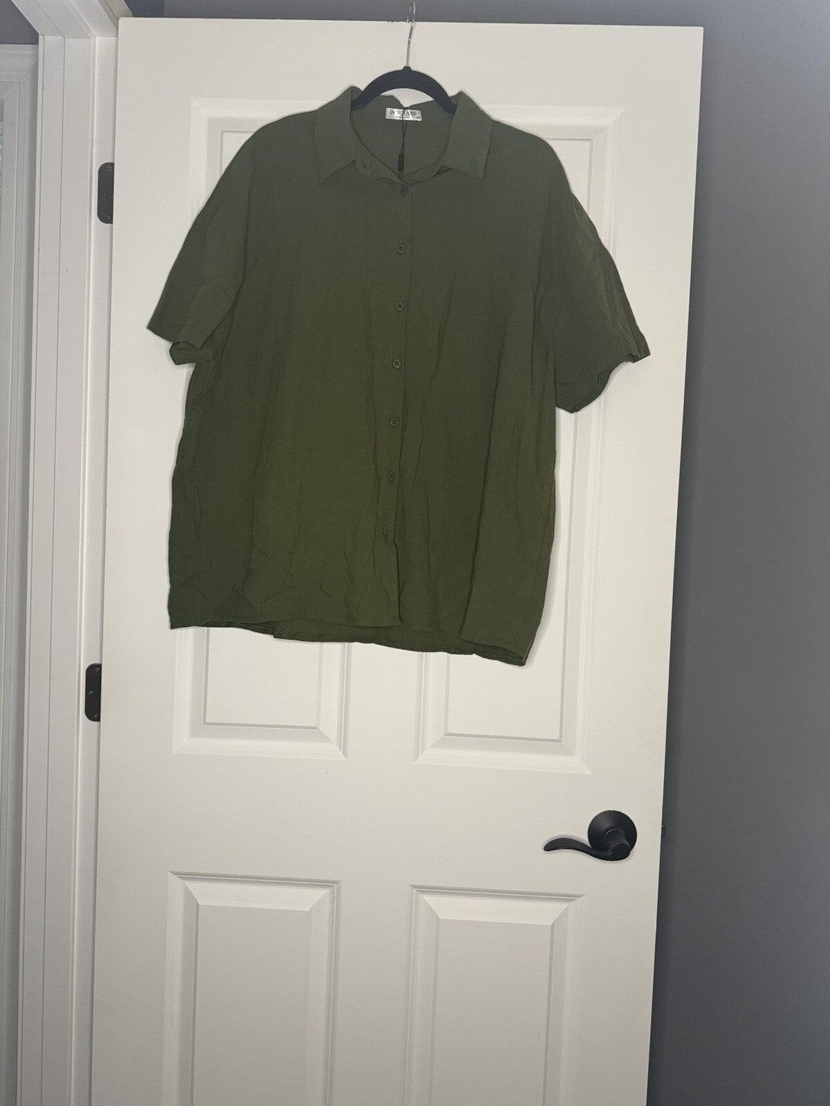 In’voland 2 Piece Outfit 16w Green Short Sleeve Button Up Shorts Nwt 