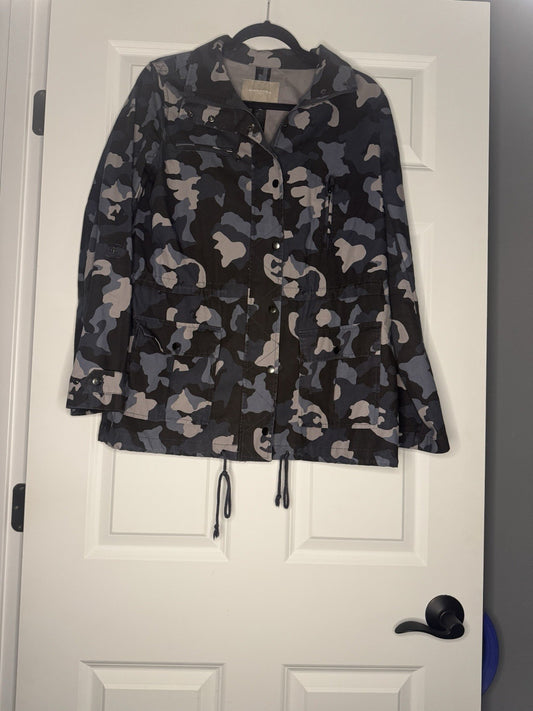 Banana Republic Lightweight Jacket Medium Violet Charcoal Lavender Camo Print 
