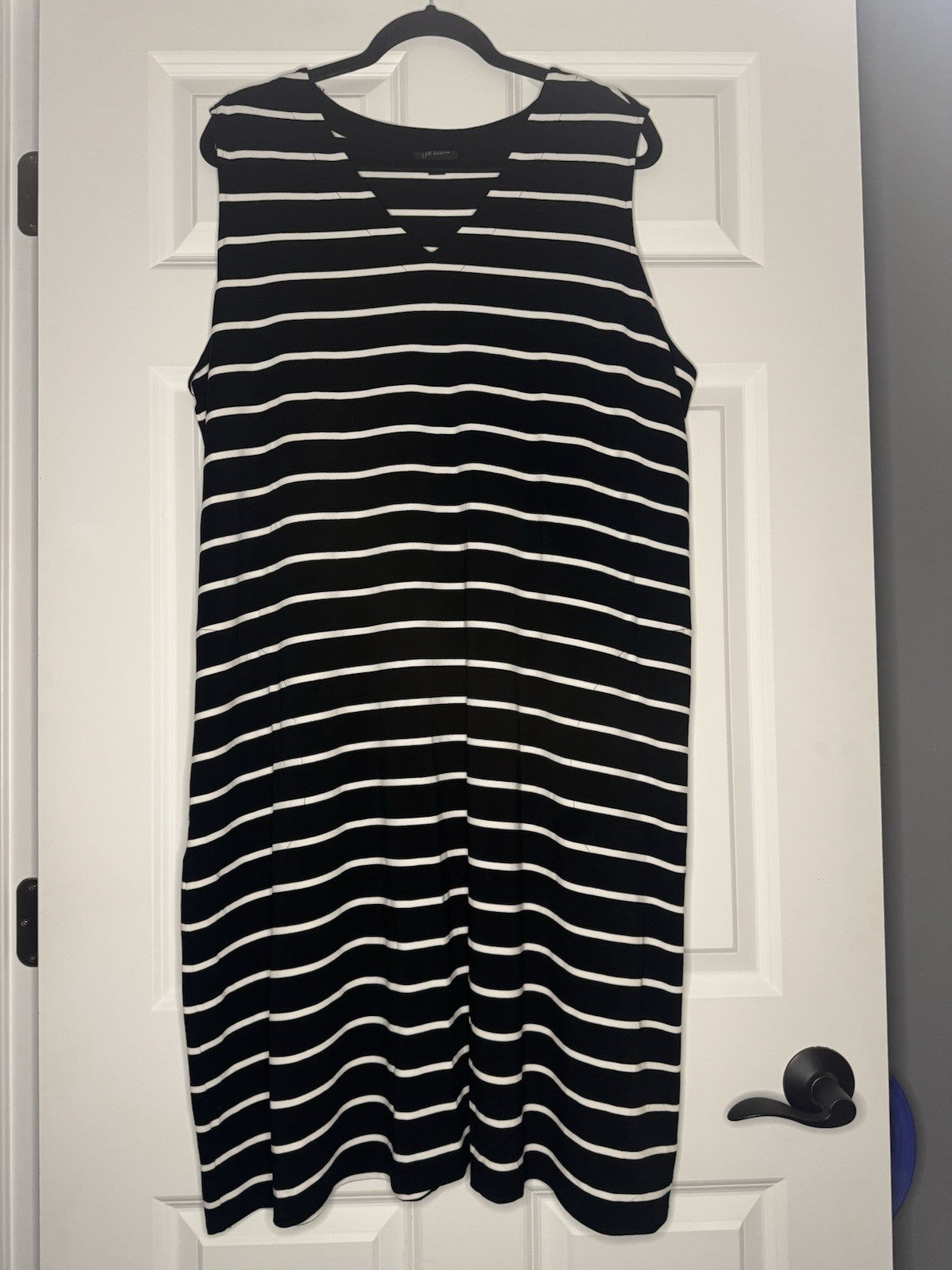 J Jill Wearever Collection Sleeveless Dress Black White Stripe Xl