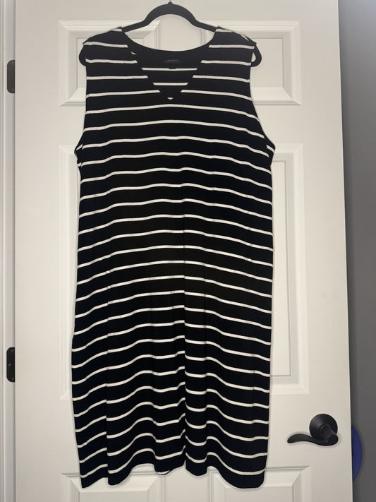J Jill Wearever Collection Sleeveless Dress Black White Stripe Xl