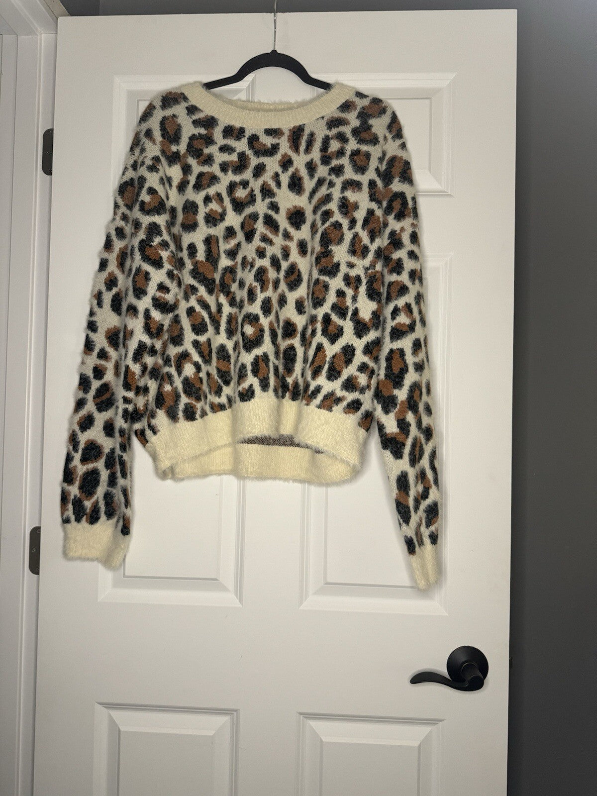 Gilli Large Sweater Cream Brown Black Animal Print 