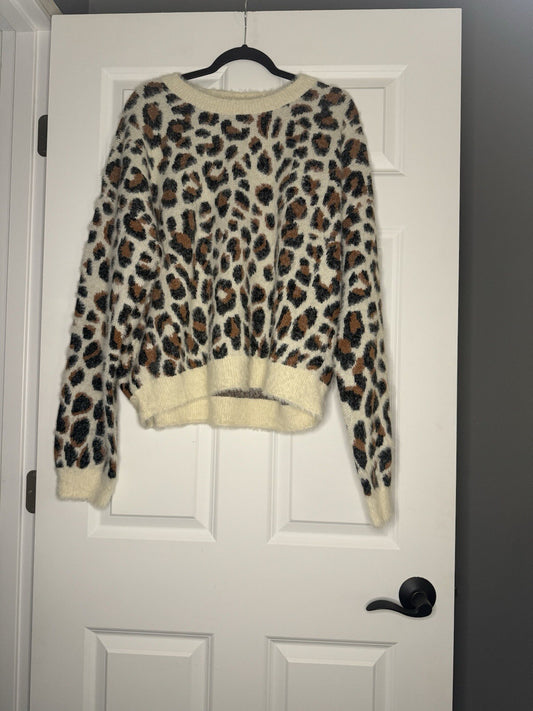 Gilli Large Sweater Cream Brown Black Animal Print 