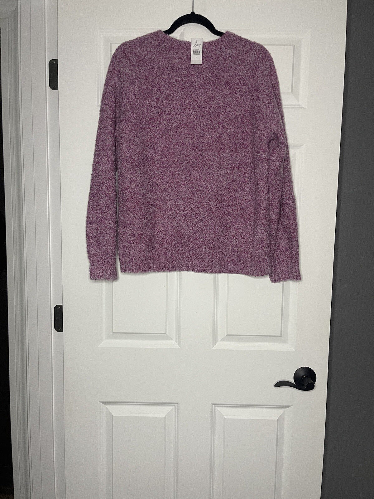 Loft large sweater purple white mix NWT