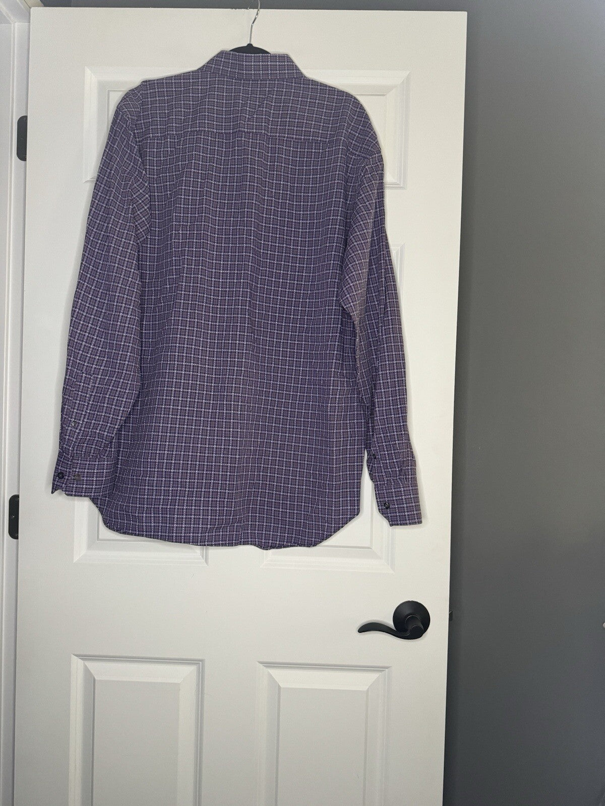 Bugatchi Long Sleeve Button Up Shirt Xxl Purple Orange Stripe White Stitching 