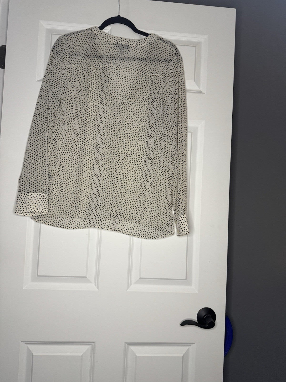 The Limited Long Sleeve Sheer Button Up Medium Cream W Black Print And Neck Tie