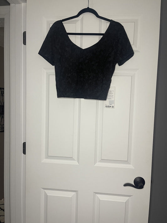 Lululemon align tee size 12 black gray print NWT
