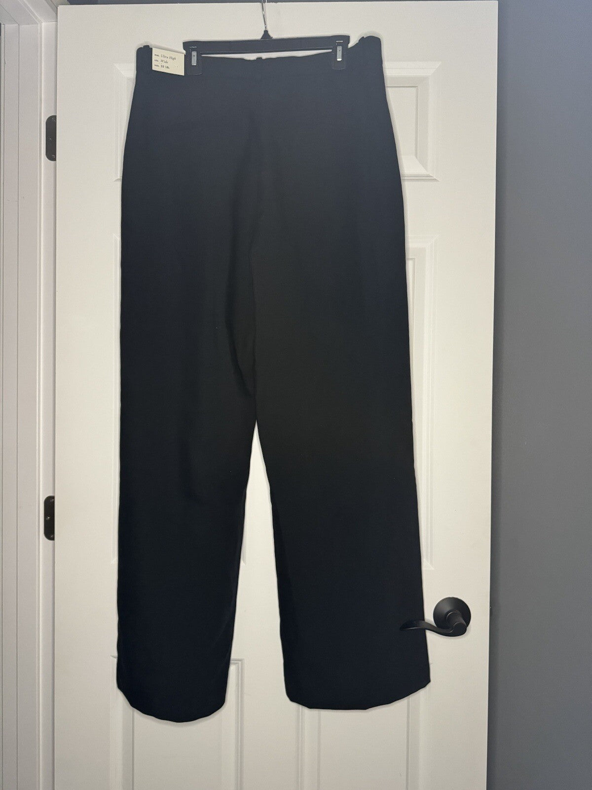 Abercrombie Sloane Tailored Pants Ultra High Rise Wide Leg 33/16 Long Nwt Black 