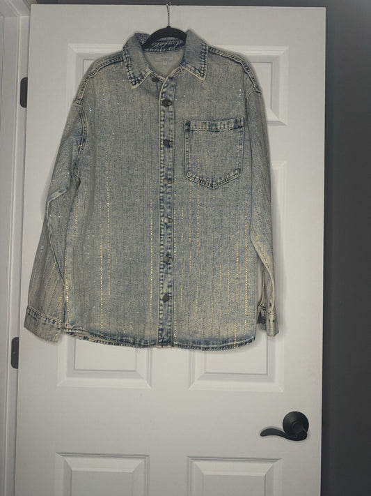 Vervet 1xl Jean Jacket Blue With Beading 