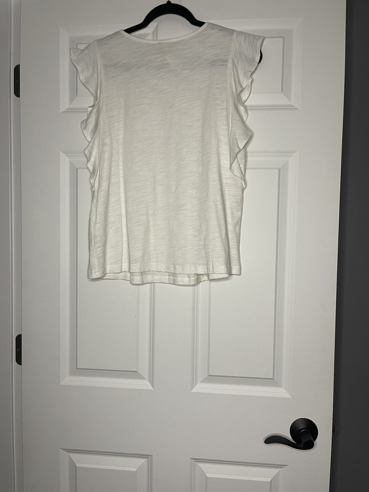 Hem And Thread Short Sleeve Blouse Medium White W Floral Crochet Nwt 