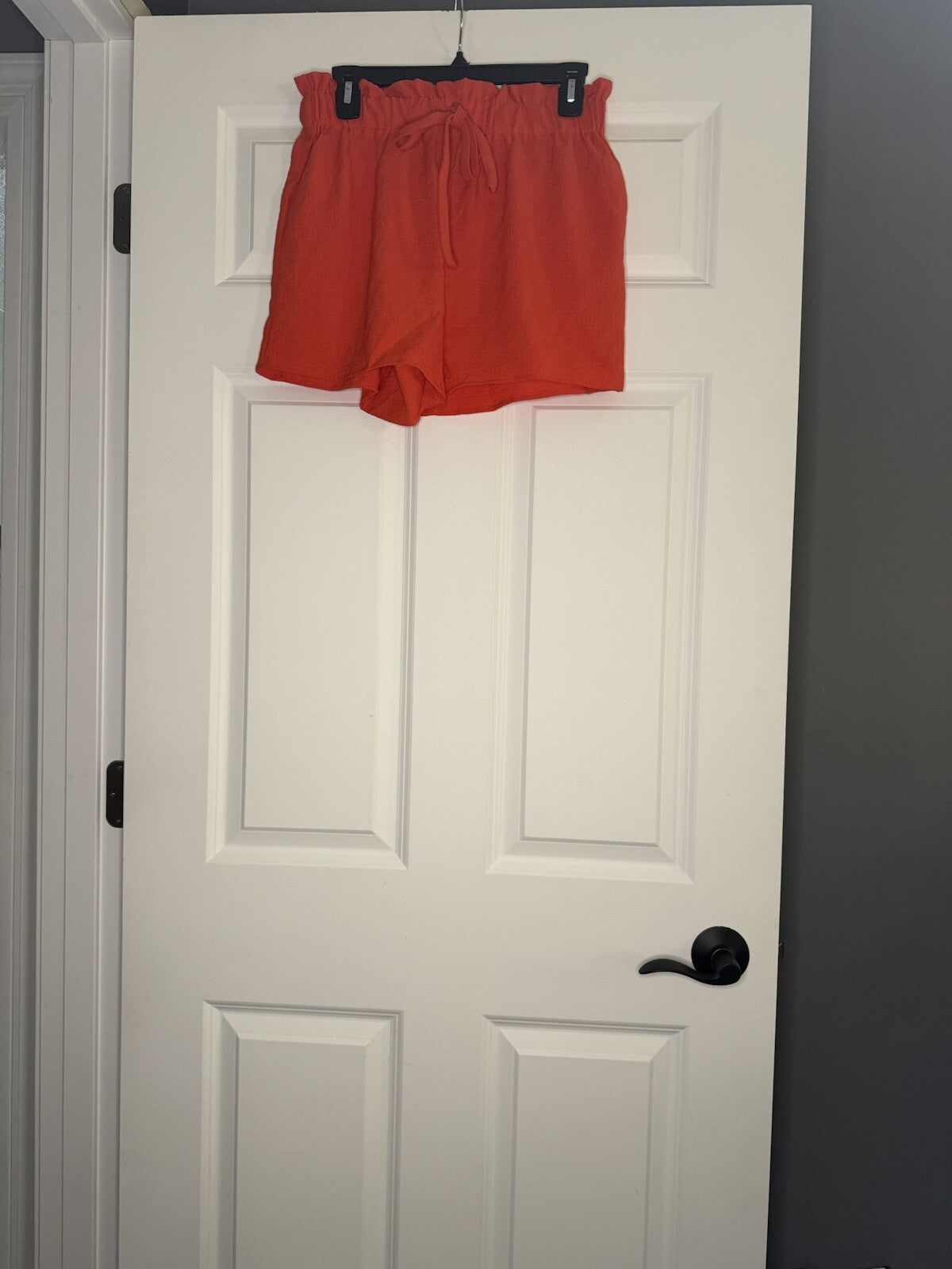 SHEIN 2 Piece Outfit Large Reddish Orange Shorts Button Up Short Sleeve 