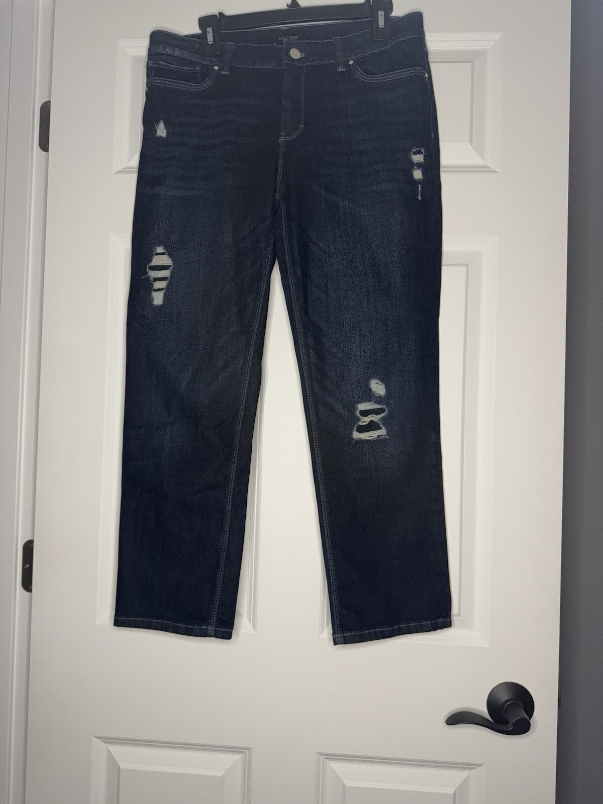 White House Black Market Straight Crop Jeans Distressed 