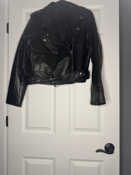 Blank Nyc Faux Leather Jacket Xl Black With Belt Nwot 