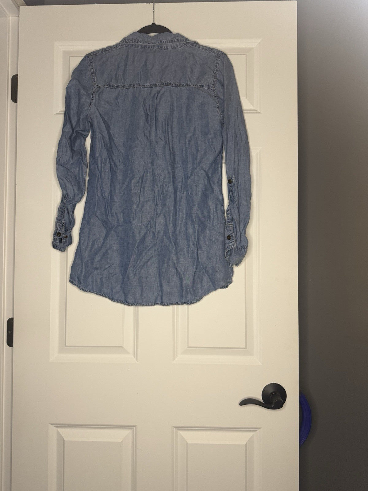 Maurices Button Up Blouse Blue Jean Medium 