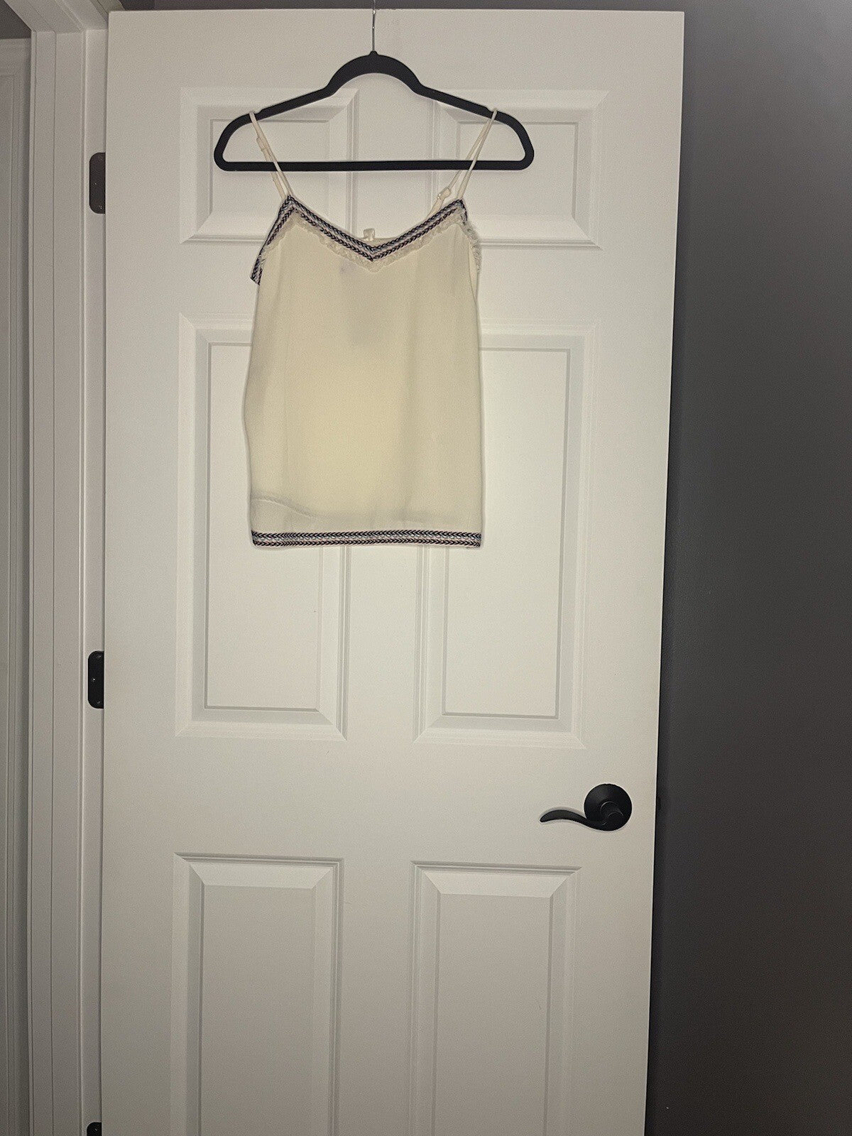Alya Sleeveless Blouse Small Cream With Multi Trim Stitching Nwt 