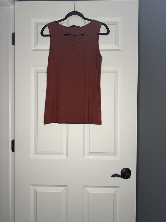 Doe And Rae Sleeveless Top Large Rust Nwt 